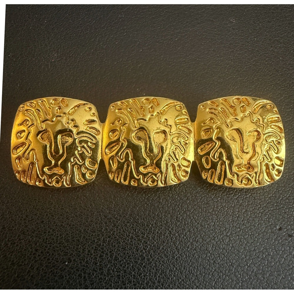 Vintage Anne Klein Lion Brooch Gold Tone